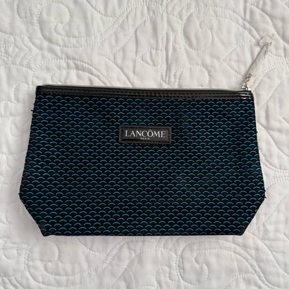 Lancôme Signature Black with Blue Cosmetic Makeup Tavel Clutch Bag New - Picture 3 of 9